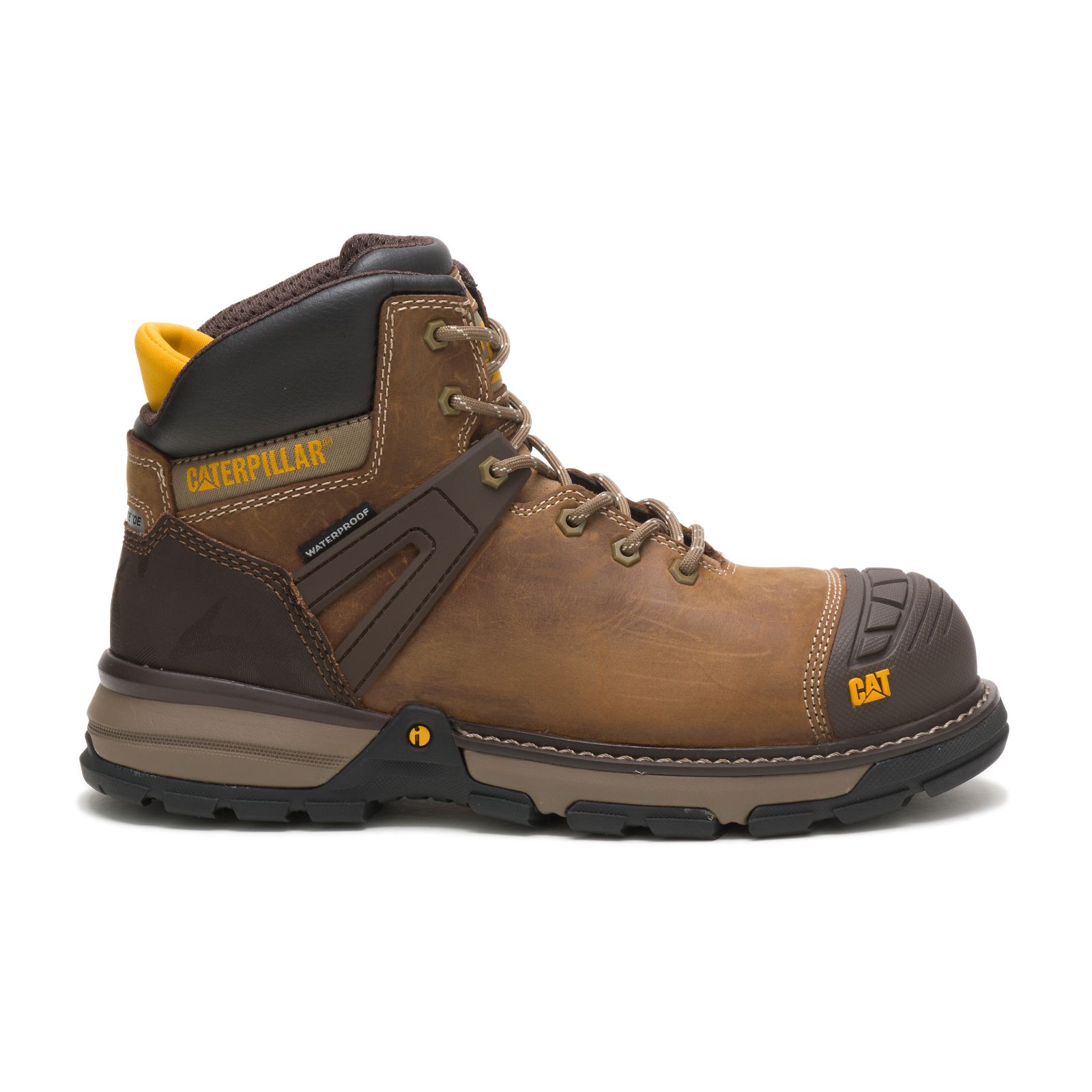 Caterpillar Excavator Superlite Waterproof Nano Toe - Mens Work Boots - Brown/Black - NZ (926SGEZUF)